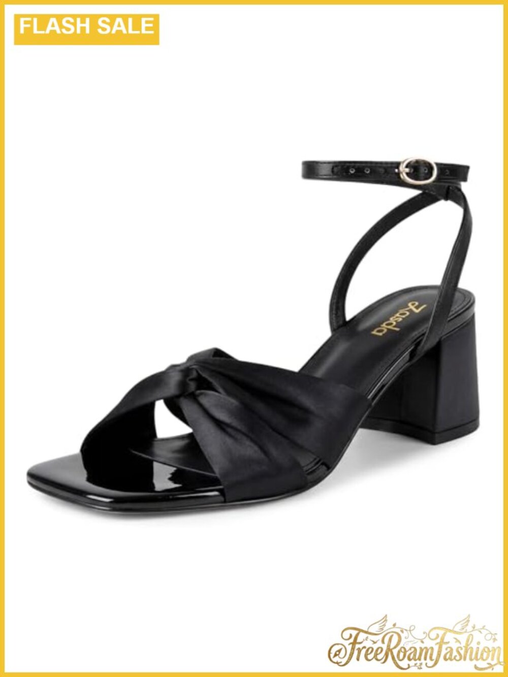 Satin Block Heel Sandals Square Toe Comfortable Wedding Dress Shoes